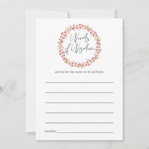 Carte Conseil Conseils de maman pour Baby Shower Aquarelle Fleur