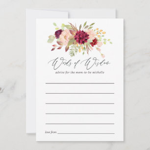 Carte Conseil Conseils de maman pour une baby shower Bohème en B