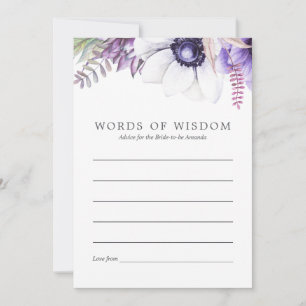 Carte Conseil Conseils de mariage Dusty Violet Floral Bridal Sho