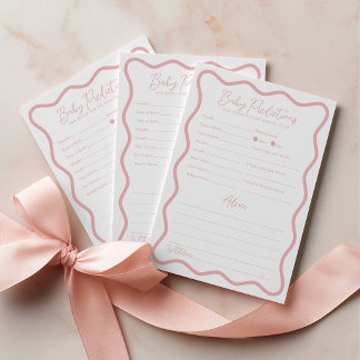Carte Conseil Conseils de Prédictions de Bébé Jeu de Baby Shower