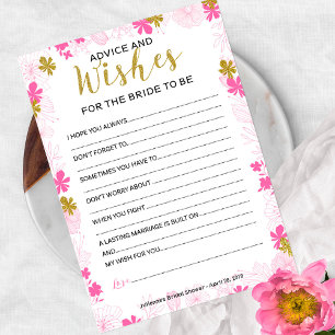 Carte Conseil Conseils et voeux pour l'épouse   Floral rose