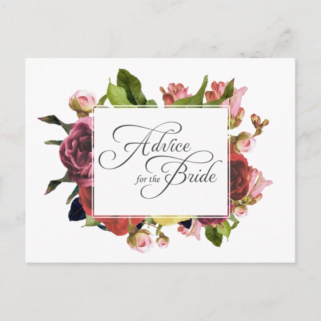 Carte Conseil Conseils floraux rose pour la mariée (Devant)