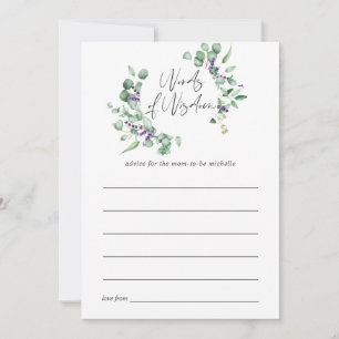 Carte Conseil Conseils pour Baby Shower Eucalyptus Lavande pour