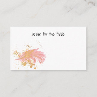 Carte Conseil Conseils pour la mariée plume or et rose