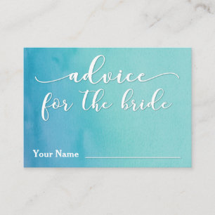 Carte Conseil Conseils pour la mariée Teal & Blue Ombré Aquarell