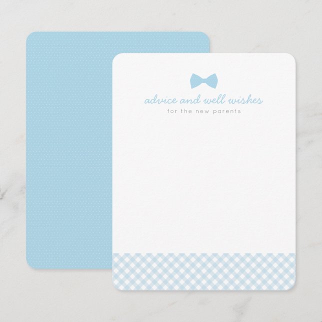 Carte Conseil Cravate bleue en vichy arc baby shower mignon (Devant / Derrière)