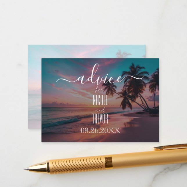 Carte Conseil Créez votre propre plage tropicale de coucher de s (Devant/Arrière en situation)