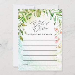 Carte Conseil Cristal de mariage à la verdure aquarelle