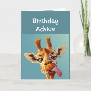 Carte Conseil d'anniversaire amusant Giraffe Sticking To