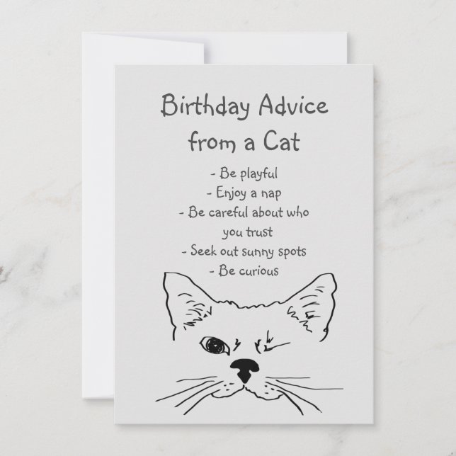 Carte Conseil d'anniversaire de Winking Chat amusant Hum (Devant)