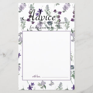 Carte conseil de mariée Fleur sauvage de couleur d