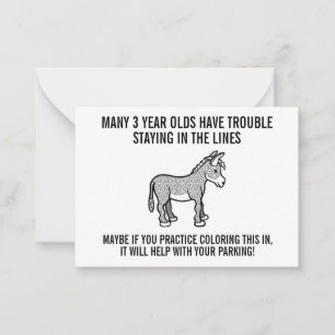 Carte Conseil Drôle Drôle Cartoon Donkey Bad Parking Bicket
