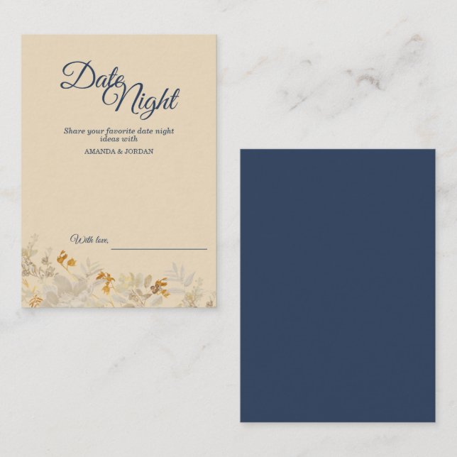 Carte Conseil Dusty Blue Autumn Boho Date Night Advice Card (Devant / Derrière)