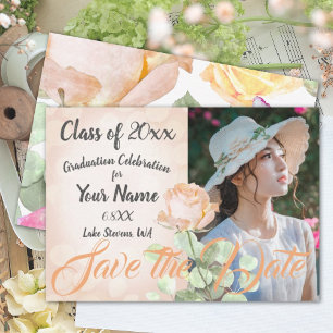 Carte Conseil Dusty Peach Vintage Botanical Graduation