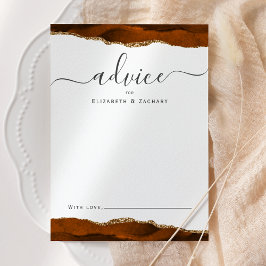Carte Conseil Elegant Agate Burnt Orange Gold Wedding