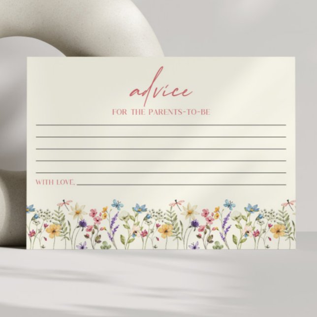 Carte Conseil Élégant Baby shower Floral Fleur sauvage (Créateur téléchargé)