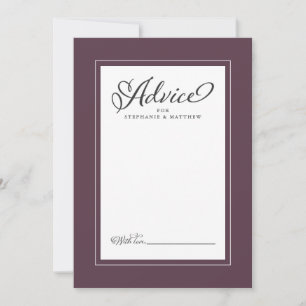 Carte Conseil Elégant Cassis de mariage violet de nouveaux voeux