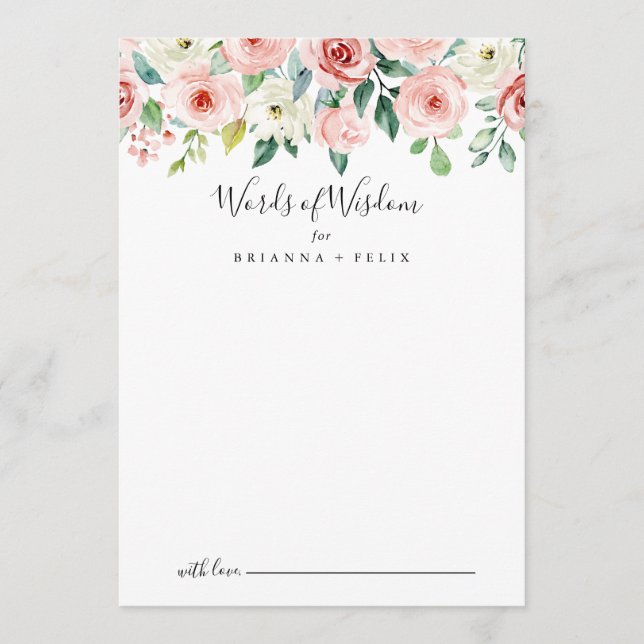 Carte Conseil Élégant Dainty Floral Mariages Paroles de sagesse (Devant)