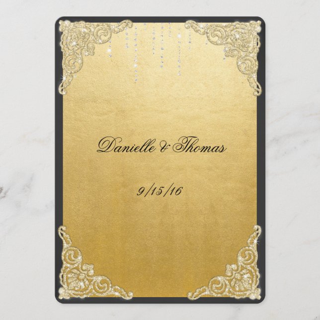 Carte Conseil Élégant, feuille d'or, paillettes, conseils de mar (Devant)