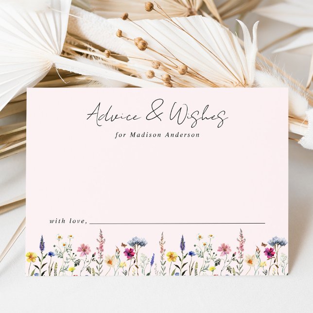 Carte Conseil Élégant Fleur sauvage Meadow Baby shower rose pâle (Créateur téléchargé)