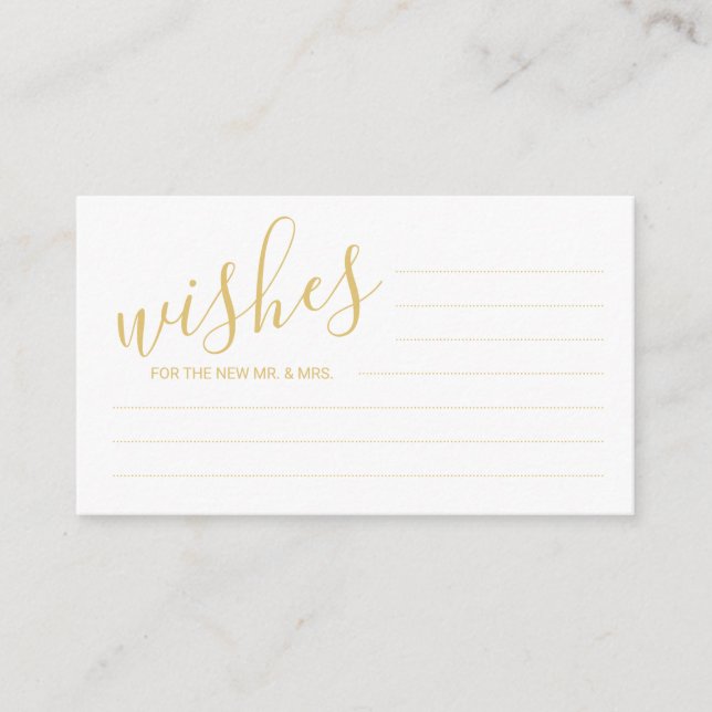 Carte Conseil Elégant Gold et White Mariage Conseils et souhaits (Devant)