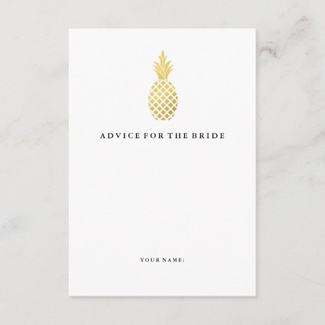 Carte Conseil Elegant Gold Pineapple Conseils pour la mariée (Devant)