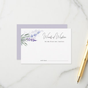 Carte Conseil Élégant Lavande Paroles de Sagesse Baby Shower de 