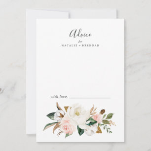 Carte Conseil Élégant Magnolia Mariage blanc et blanc