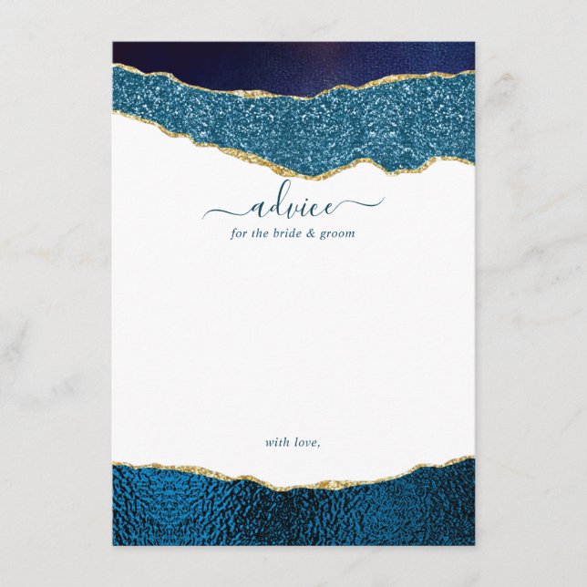 Carte Conseil Élégant Mariage d'âge bleu et or de la marine (Devant)