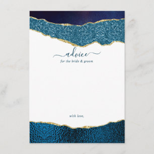 Carte Conseil Élégant Mariage d'âge bleu et or de la marine
