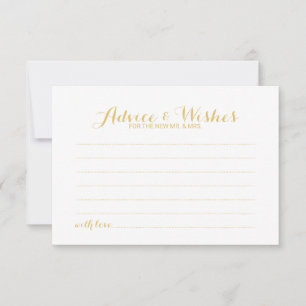 Carte Conseil Elegant Mariage de script or Conseils et Wish Card