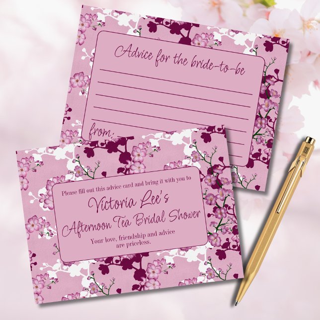 Carte Conseil Élégante Fête des mariées de fleurs de cerises ros (Créateur téléchargé)