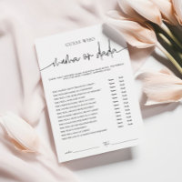 EMERY Whimsi Mama ou Dada Baby shower Game Card