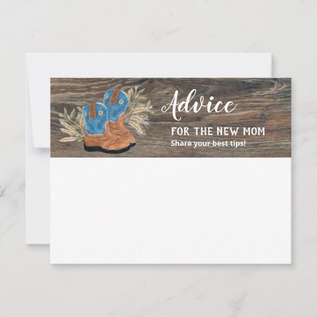 Carte conseil en bois foncé Little Cowboy Bootie (Devant)