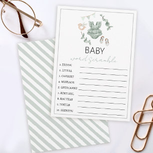 Carte Conseil Eucalyptus vêtements baby shower mot brouiller