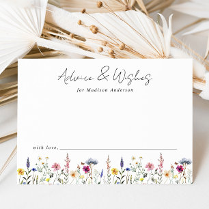 Carte Conseil Fête de Bébé Élégante Prairie de Fleurs Sauvages