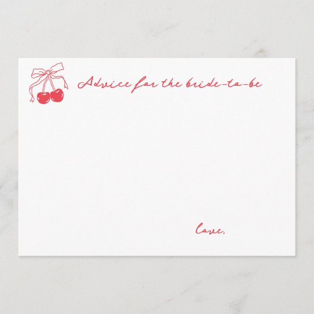Carte Conseil Fête des mariées Coquette Cherry (Devant)