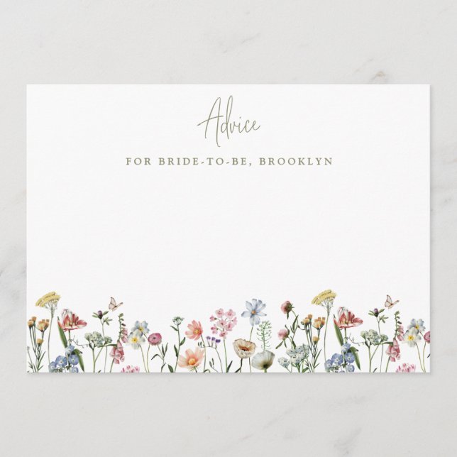 Carte Conseil Fête des mariées de fleurs sauvages rustiques colo (Devant)