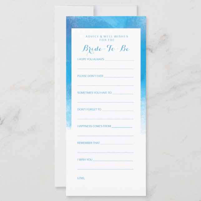 Carte Conseil Fête des mariées Eau bleu d'été (Devant)