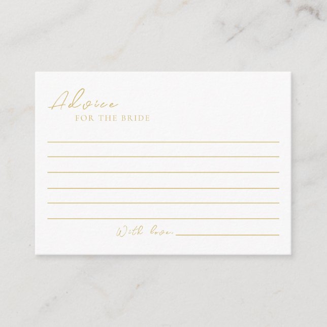 Carte Conseil Fête des mariées élégante Or Delicate (Devant)