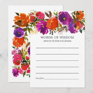Carte Conseil Fête des mariées florale violette et orange
