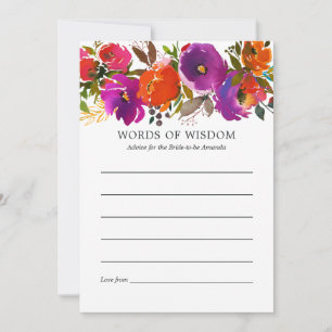 Carte Conseil Fête des mariées florale violette et orange
