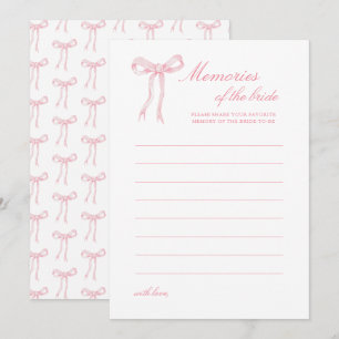 Carte Conseil Fête des mariées rose Bow souvenirs de mariée