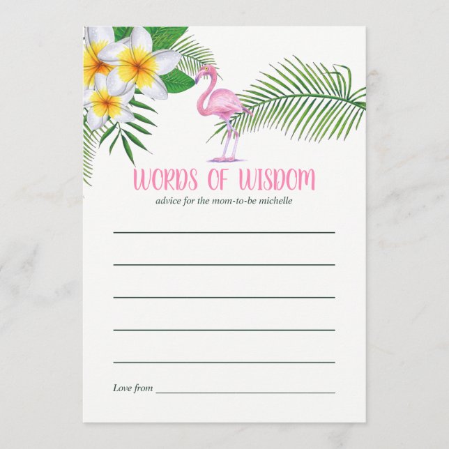 Carte Conseil Flamant rose rose Aquarelle Baby shower Maman Cons (Devant)
