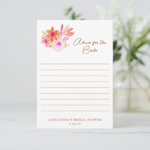 Carte Conseil Fleurs Rose Orange Bohème pour la Mariée