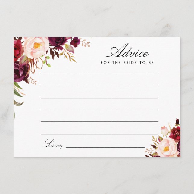 Carte Conseil floral bordeaux et roux (Devant)