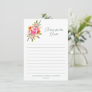 Carte Conseil floral rose orange moderne pour la mariée