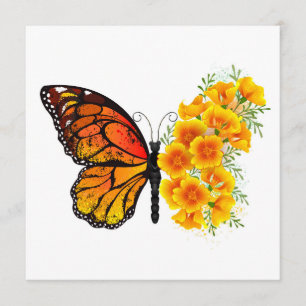 Carte Conseil Flower Butterfly with Yellow California Poppy