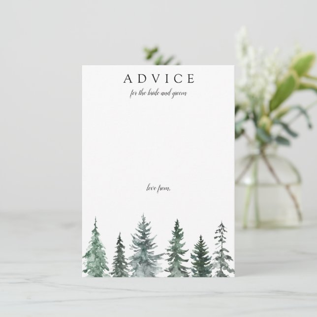 Carte Conseil Forest Wintre Watercolor Wedding (Debout devant)
