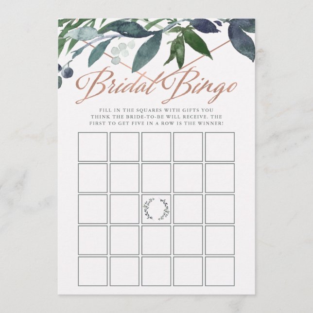 Carte Conseil Geo vert | Fête des mariées Bingo Game Card (Devant)